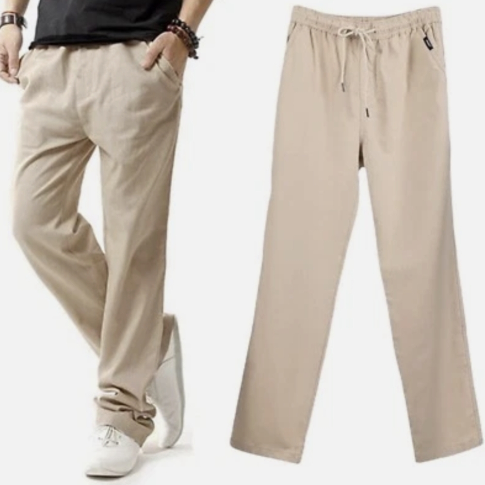 Hoerev Khaki Men's Linen Pants